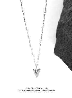 欧美新款钛钢液态爱心吊坠十字炼条锁骨项炼女士时尚气质高级感新