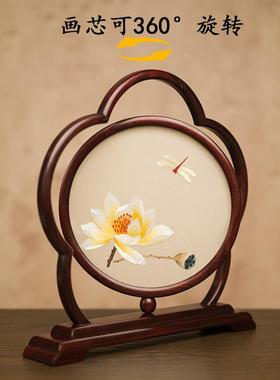 苏州绣花摆件中国风桌面装饰台面屏风高端民族风格客厅入口双面绣