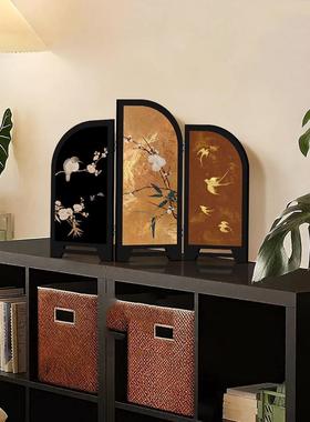 中古风高级感屏风桌面摆件玄关柜电视柜茶桌家居装饰品礼客厅摆画