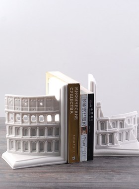 欧式建筑书立家居书房书架书桌办公室装饰摆件样板间简约书靠书档