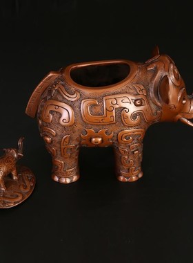 新品紫铜子母象尊摆件 客厅家居装饰品吉祥摆设纯铜大象工艺品摆