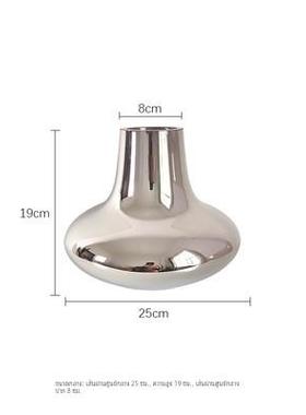 现代简约电镀银色花器轻奢玻璃花瓶餐桌茶几插花样板间客厅摆件