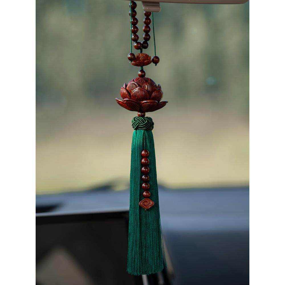 小叶紫檀莲花汽车挂件高档后照镜吊饰车内饰品男女车载佛珠平安符,淘宝优惠券,粉丝福利购,淘宝优惠卷