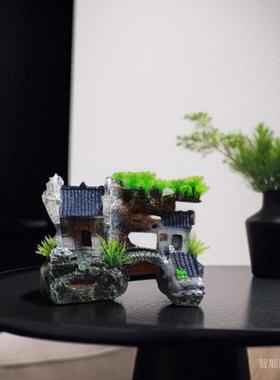 刺身假山造景日式海鲜餐厅摆盘装饰鱼缸鱼身花草创意菜品点缀包邮