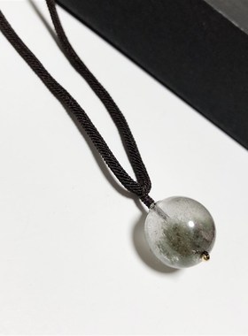 D784# 天然水晶绿幽灵吊坠16mm 聚宝盆