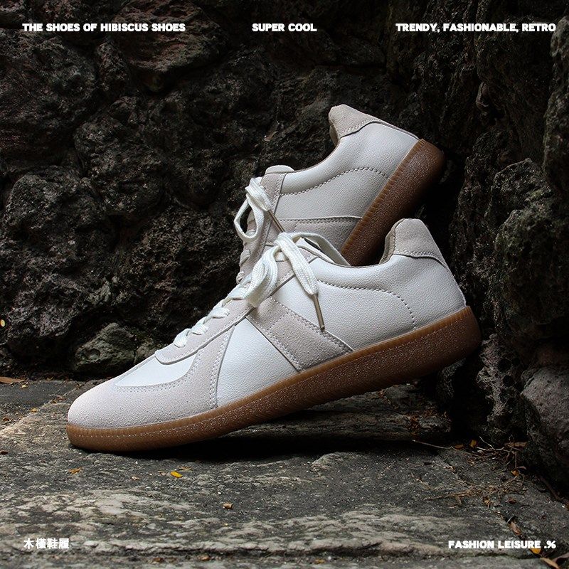 德训鞋男款米白色复古透气港风低帮休闲百搭平底轻便小众板鞋女潮,淘宝优惠券,粉丝福利购,淘宝优惠卷