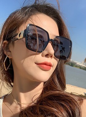 韩版复古大框偏光太阳眼镜女时尚显瘦圆脸墨镜开车V红色遮阳眼镜