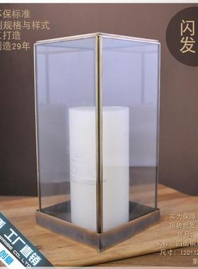 现代简约美式几何玻璃罩摆件北欧创意家居客厅电视酒柜装饰品大号