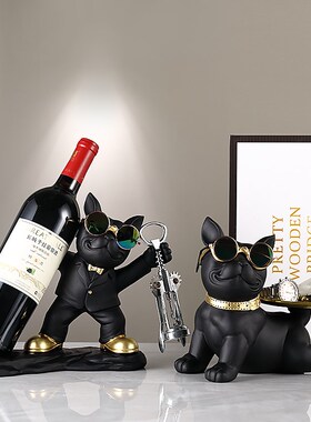 现代轻奢斗牛犬入户钥匙收纳玄关摆件门口鞋柜家居客厅高档装饰品