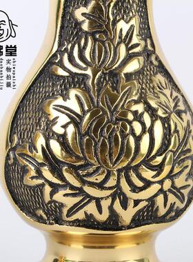 聚佛堂纯铜鲜花花瓶 佛堂礼佛供佛 牡丹花瓶 佛用品神台摆件
