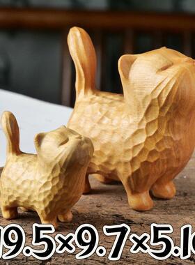 绿檀木雕可爱简约傲娇猫招财小猫手把件摆件去有风的地方大麦同款