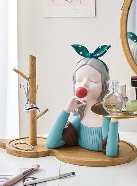 泡泡女孩托盘摆件创意家居饰品玄关摆件乔迁新居礼物北欧轻奢收纳