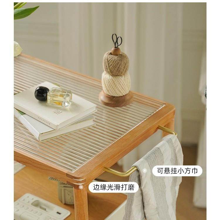 北欧实木沙发边几小户型客厅樱桃木玻璃茶几日式可移动小推车带轮,淘宝优惠券,粉丝福利购,淘宝优惠卷