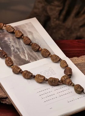 绿檀木十八罗汉手持念珠手串檀香紫檀木精雕刻文玩佛珠手链男女款