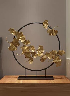 中式铁艺银杏叶摆件家居客厅卧室酒店会所Y装饰品摆设