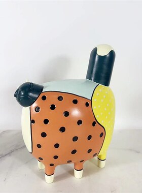 现代极简抽象彩色波点猫咪摆件样板间客厅电视柜软装饰品彩色猫