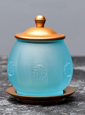 琉璃佛具套装香炉家用供佛果盘圣水杯佛前供灯花瓶净水杯佛堂供具