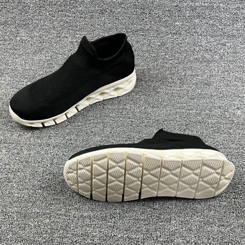 大码女鞋袜子鞋全黑外贸飞织套筒纯色深口日常平跟圆头百搭休闲鞋,淘宝优惠券,粉丝福利购,淘宝优惠卷