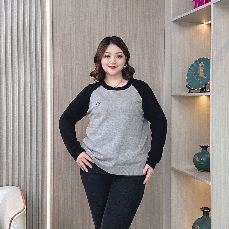 大码女装2024新款胖mm宽松显瘦时尚百搭刺绣圆领套头针织衫女毛衣,淘宝优惠券,粉丝福利购,淘宝优惠卷