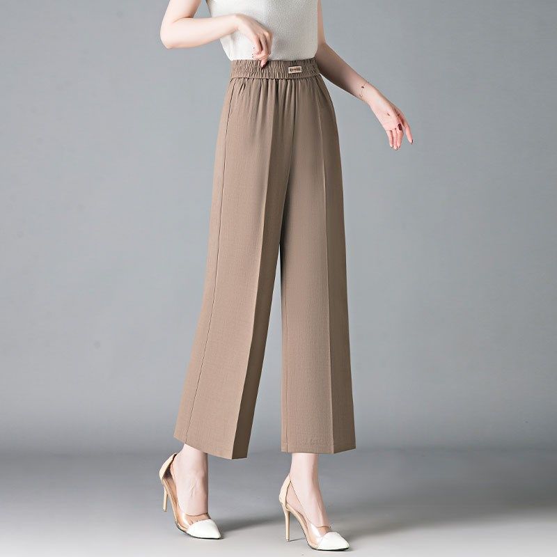 中年妈妈阔腿裤女2025年夏季新款松紧高腰宽松小个子百搭九分裤子,淘宝优惠券,粉丝福利购,淘宝优惠卷