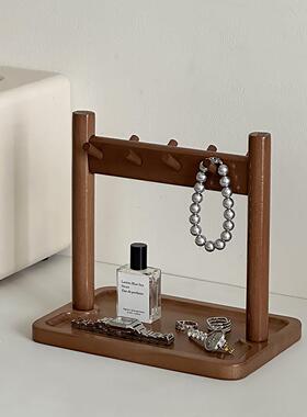 首饰展示架道具装饰品杂物钥匙收纳玄关桌面摆件置物架实木托盘