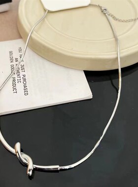 小众设计优雅中古银色方块项链个性夸张冷淡风轻奢创意毛衣链短款