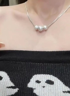 设计感时尚拉丝圆球多层项链女2023年新款潮小众轻奢锁骨链颈链