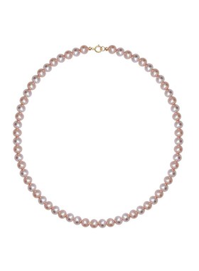 小立交 粉紫色6mm天然近圆淡水珍珠项链女复古气质锁骨链毛衣链