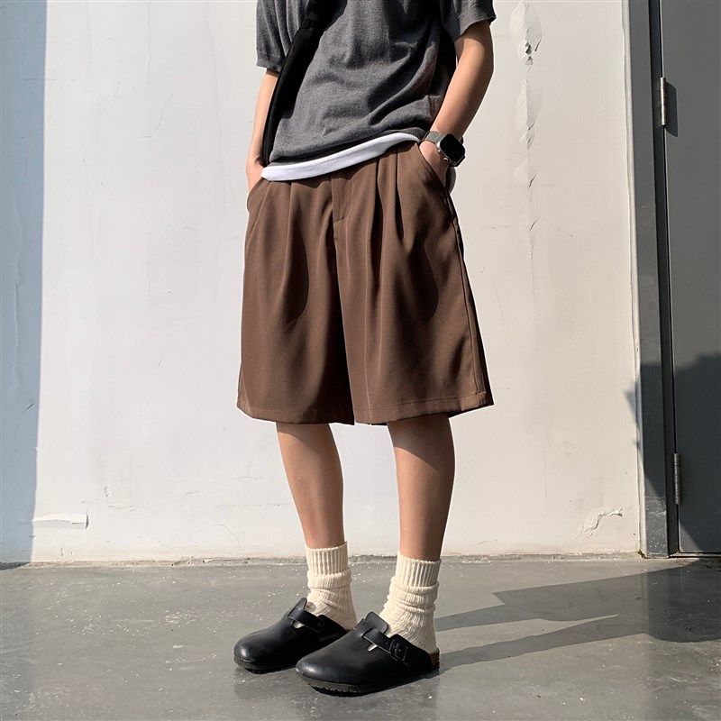 西装短裤男夏季日系潮牌工装五分裤男生时尚简约男女宽松直筒中裤,淘宝优惠券,粉丝福利购,淘宝优惠卷