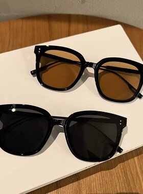 2023新款大脸茶色墨镜女高级感显脸小近视网红黑框黄色太阳眼镜男