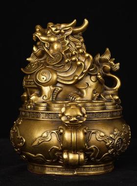 铜聚宝盆貔貅摆件飞天皮丘家居客厅玄关办公室装饰店铺开业礼品