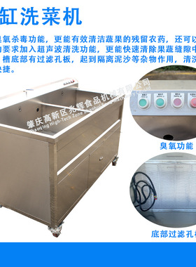 单双清洗槽果蔬清洗除农残洗菜机 气泡臭氧洗菜机 酒店后厨洗菜机