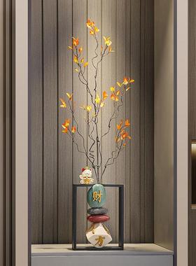 八方来财时来运转陶瓷花瓶摆件新中式客厅玄关迎客松仿真花艺装饰