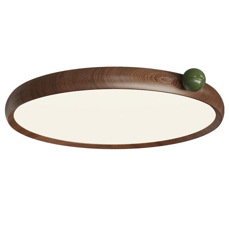 110V美国普瑞全光谱护眼LED吸顶灯新中式胡桃木卧式灯中古房间灯 - 图3