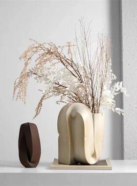 现代简约扭曲花饰手工陶瓷软饰样板房售楼处茶几书房装饰