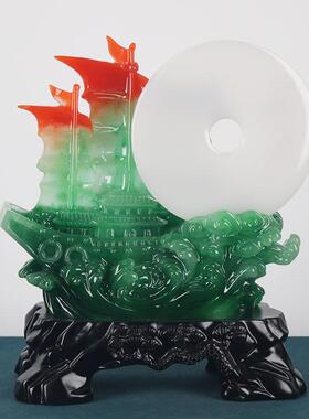 顺风顺水船摆件开业乔迁礼品办公室桌装饰摆设一帆风顺帆船工艺品