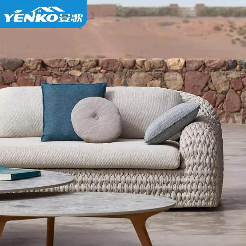 户外沙发庭院阳台室外休闲露台阳光房设计师花园转角藤编家具组合,淘宝优惠券,粉丝福利购,淘宝优惠卷