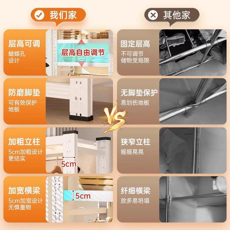 Chuangshi shelf wardrobe hole board floor-standing clothes hanger open DIY storage rack creative clothing storage rack