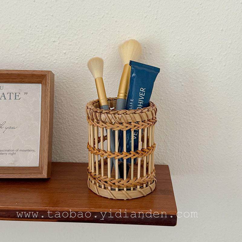 竹编筷子筒笔筒化妆刷收纳盒家用厨房置物架台面筷笼刀叉筒,淘宝优惠券,粉丝福利购,淘宝优惠卷