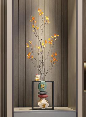 八方来财时来运转陶瓷花瓶摆件新中式客厅玄关迎客松仿真花艺装饰