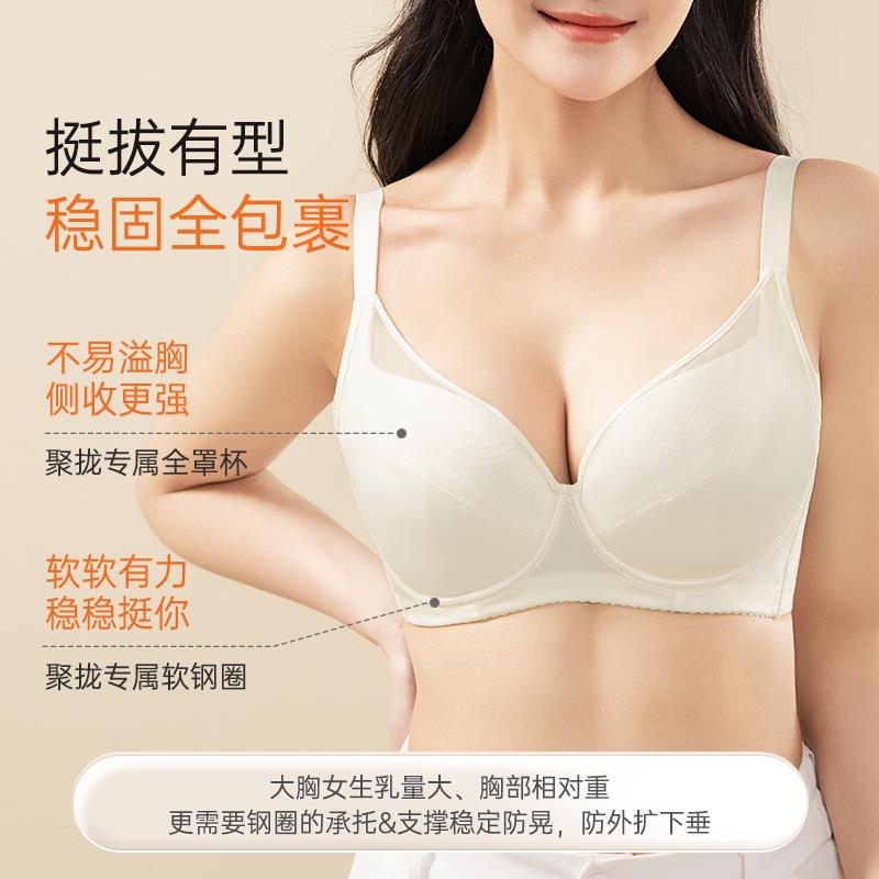 moldbaby内衣女夏薄款胸大胸显小调整上托 托收副乳聚拢无痕美背 - 图0