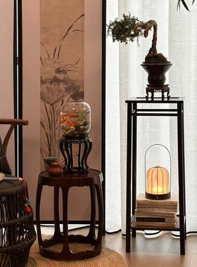 大相莲花 仿古楠竹双层花架 新中式花架 置物架 客厅落地式花几