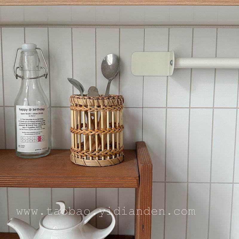 竹编筷子筒笔筒化妆刷收纳盒家用厨房置物架台面筷笼刀叉筒,淘宝优惠券,粉丝福利购,淘宝优惠卷