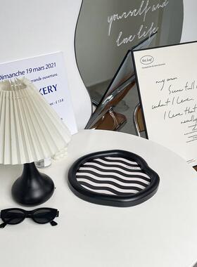 采购产品黑色高端皮革托盘，无障碍豪华，高端书桌，化妆品存储托