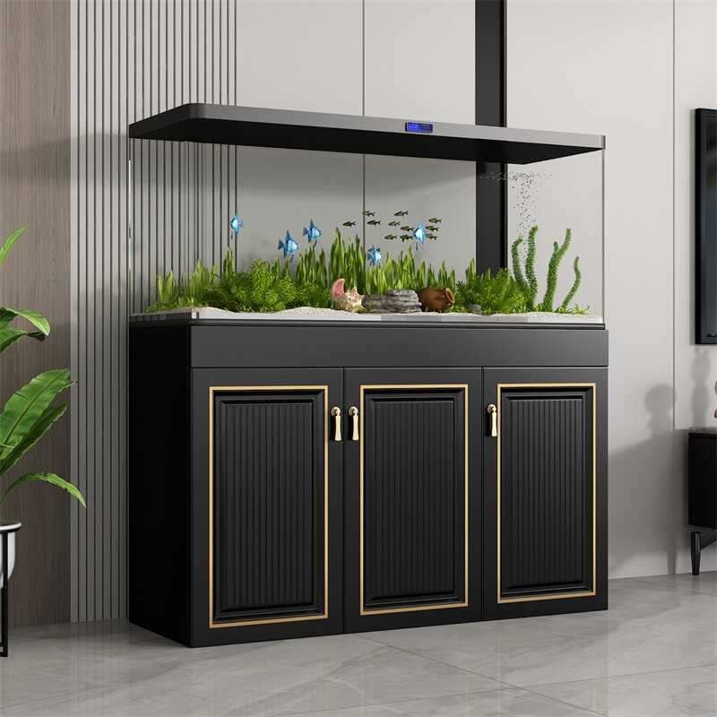 轻奢鱼缸底柜客厅家用中小型鱼缸底座水族箱超白龟缸承重落地柜子