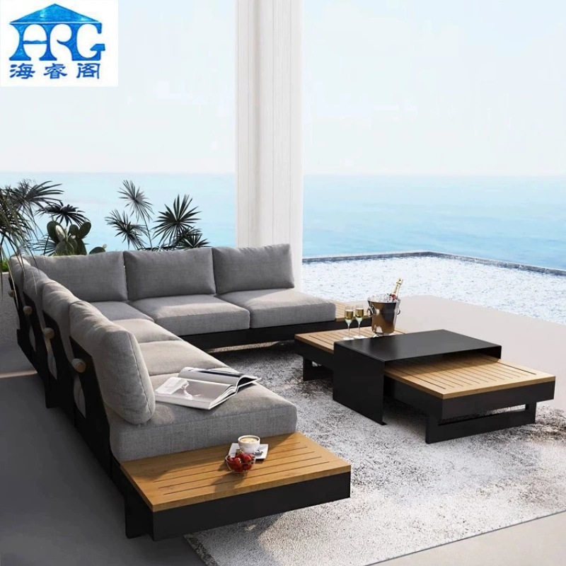 户外沙发防晒沙发庭院花园别墅酒店网红桌椅组合露天室外L型柚木,淘宝优惠券,粉丝福利购,淘宝优惠卷