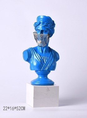 现代简约轻奢树脂雕像人物摆件样板间售楼处面罩北欧抽象软装饰品