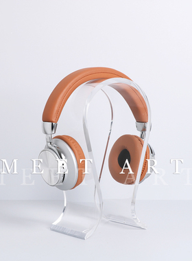 现代简约皮质耳机木质耳机支架 样板间儿童房书房饰品软装摆件