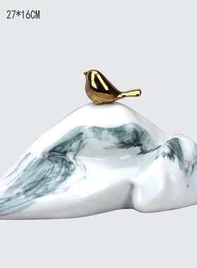 创意新中式陶瓷假山摆件客厅装饰品电视酒柜软装样板房玄关摆设