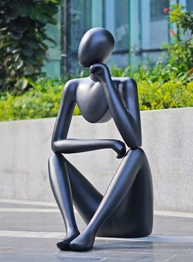 现代简约抽象镂空人物 思考者雕塑橱窗美陈园林景观装饰摆件造景